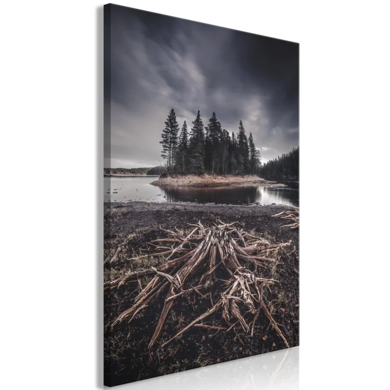 Konsttryck på duk 'Wooded Island Vertical' Nedsatt pris