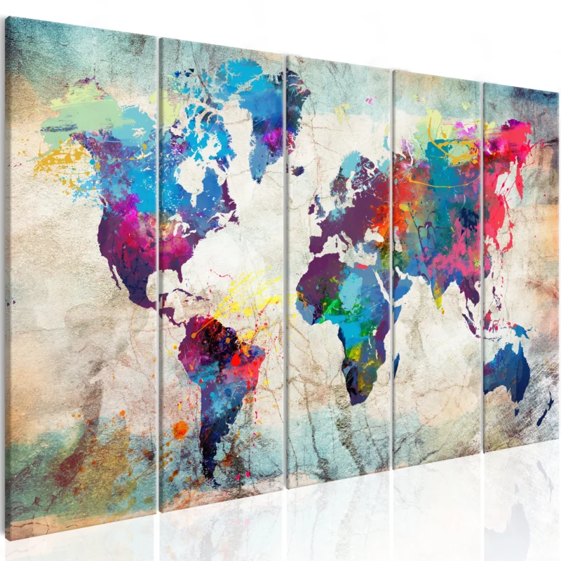 Konsttryck på duk 'World Map: Cracked Wall' Erbjudande