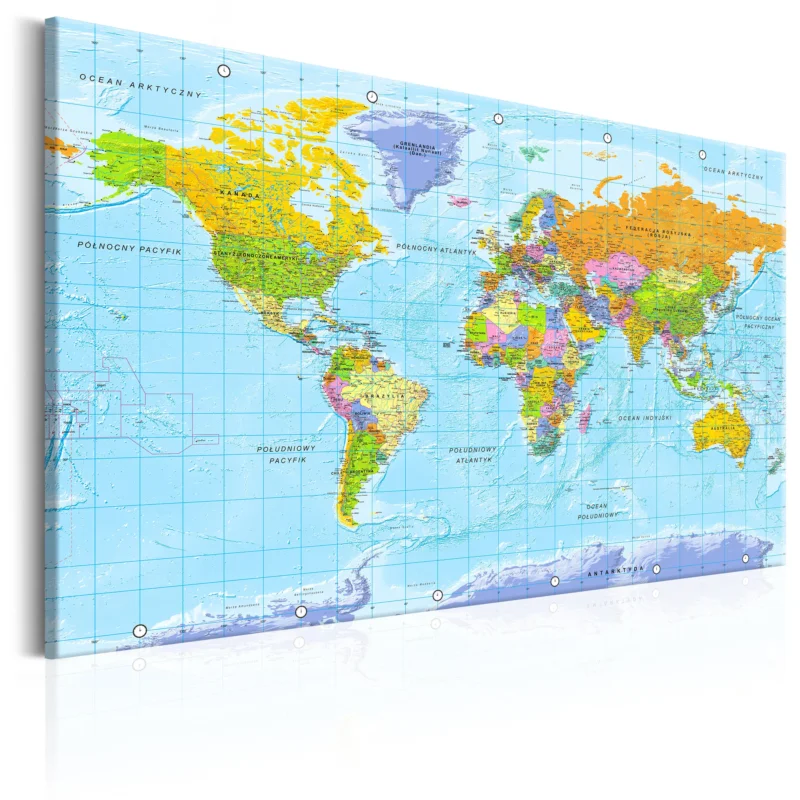 Konsttryck på duk 'World Map: Orbis Terrarum (Polish Text)' Populär