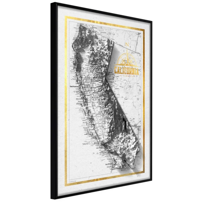 risnedsättning Poster 'Raised Relief Map: California'