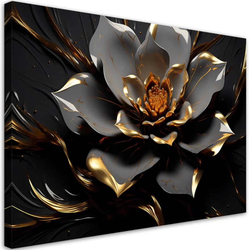 Canvastryck 'Flower with Golden Metallic Accents' Extra rabatt