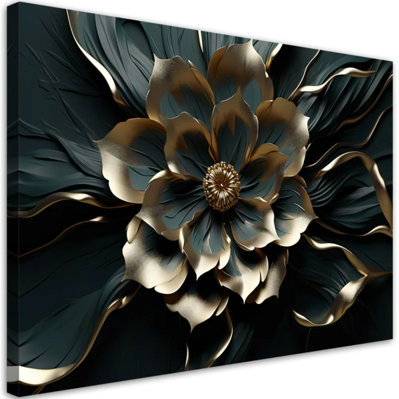 Sista chansen Canvastryck 'Metallic Petal Abstract Flower'