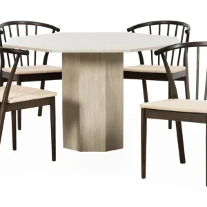 Extra rabatt CATANIA/NINNI Matgrupp 4 Stolar Sandbeige/Brun