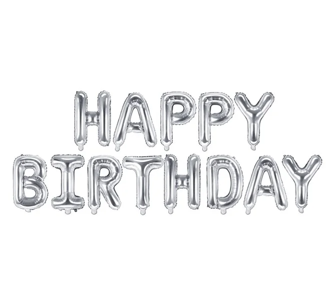 Ballonggirlang "Happy Birthday" Silver Premium