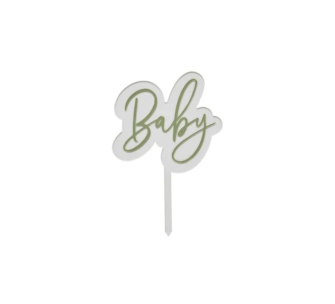 Outlet Cake Topper Sage "Baby" i akryl