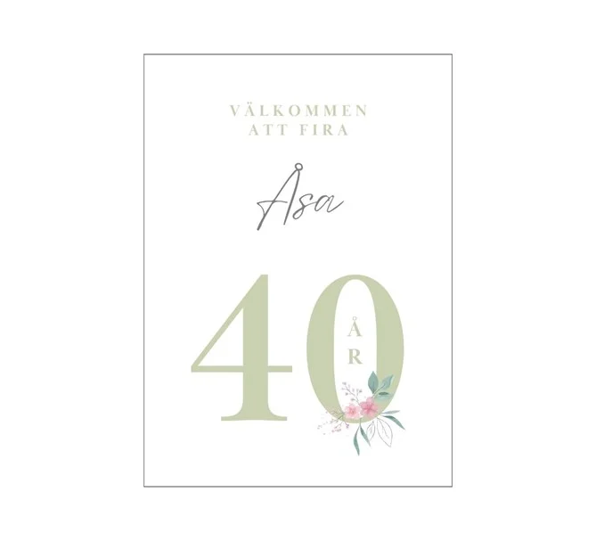 Lägg i varukorgen Personlig välkomstskylt Sage Födelsedag 40 år