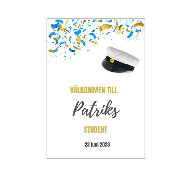 Beställ nu Personlig välkomstskylt till Studenten