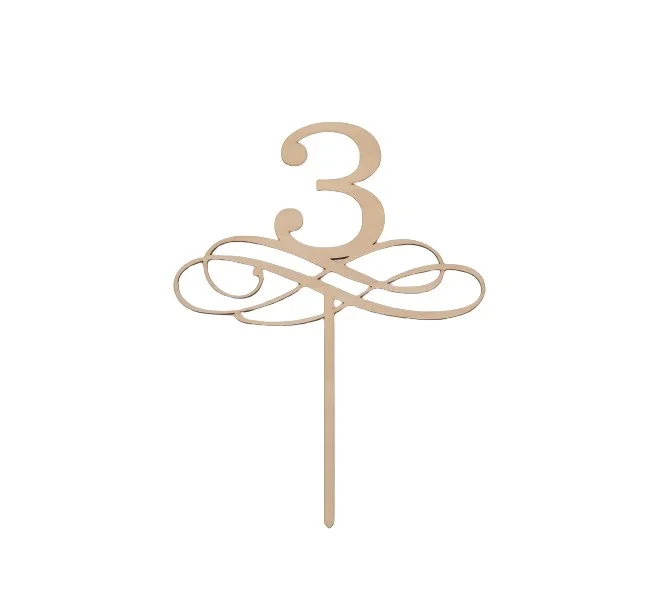 Kampanjpris Tårtdekoration 3 år/bordsnummer i trä 3