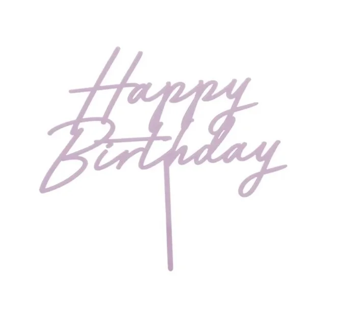 Tårtdekoration Happy Birthday, lila akryl Rea