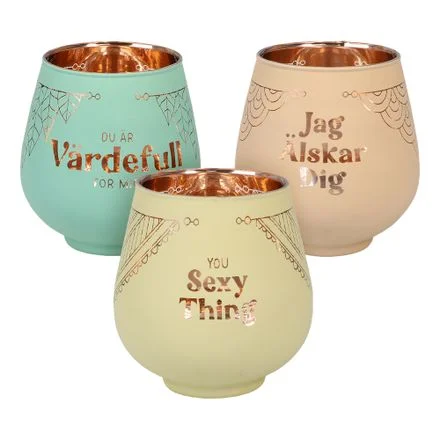 I lager Ljuslykta Spegelglas med Text