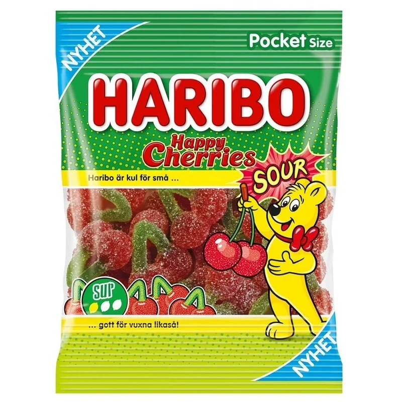Rabatt Haribo Happy Cherries Sura i påse 75 gram