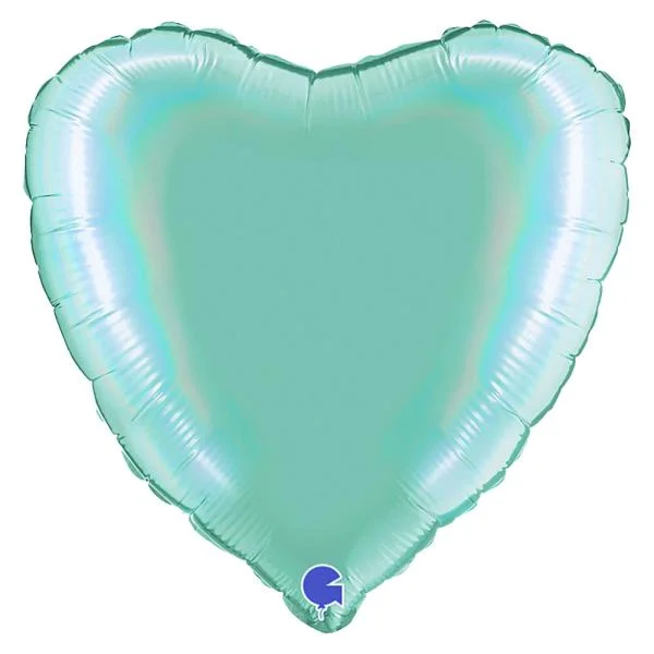 Hjärtballong Holografisk Platinum Tiffany Fynd