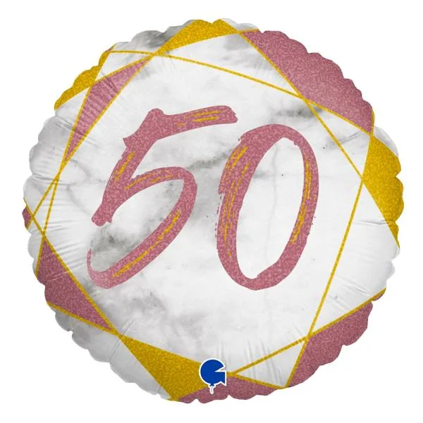 Marble 50 Holografisk Ballong Rosa Köp online