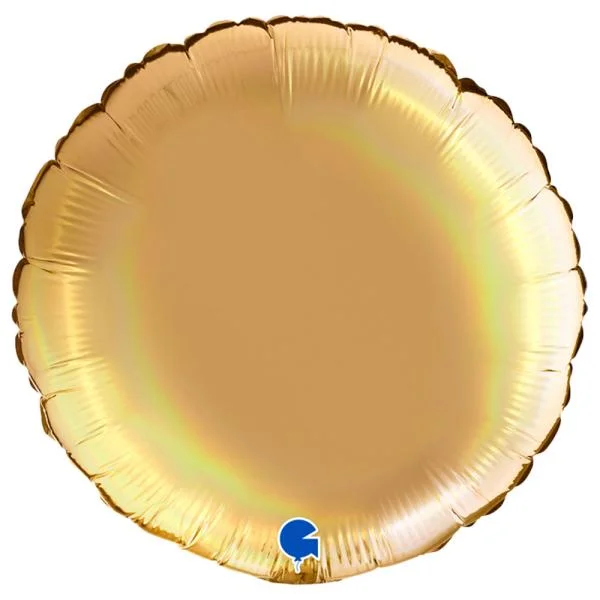Billigare Rund Folieballong Holografisk Platinum Champagne