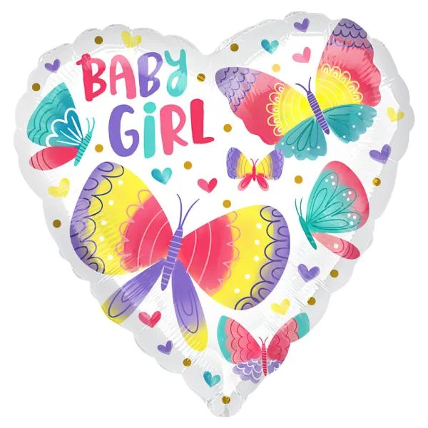 I lager Baby Girl Folieballong Fjärilar