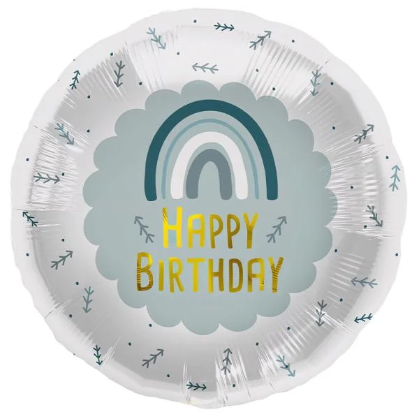 Begränsad tid Folieballong Happy Birthday Regnbåge Blå