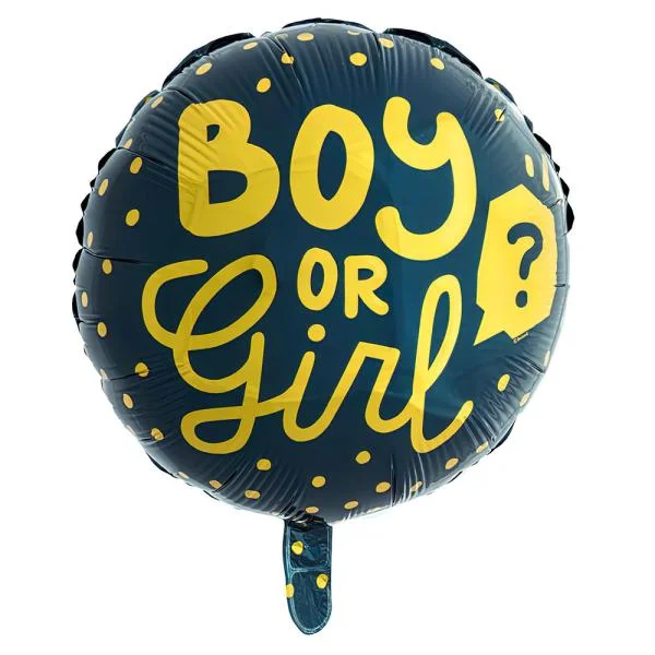 Boy or Girl Mörk Folieballong I lager