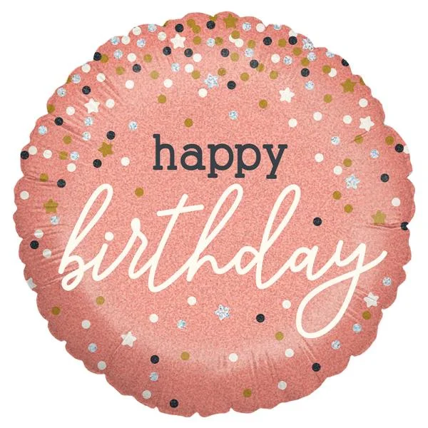 Fynd Holografisk Happy Birthday Ballong Rosa