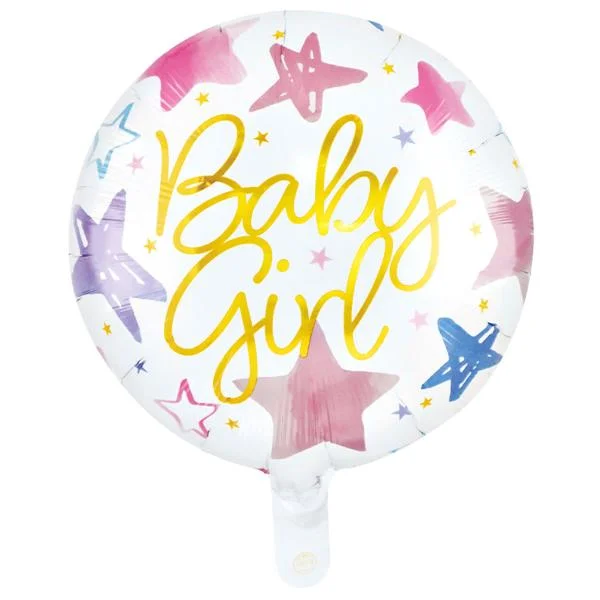 Rund Folieballong Baby Girl 46 cm Kampanj