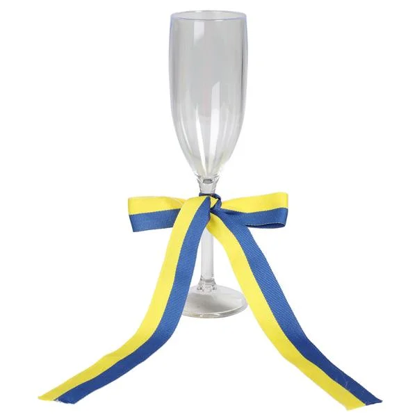 Endast idag Transparent Champagneglas med Blågult Band 21 cm
