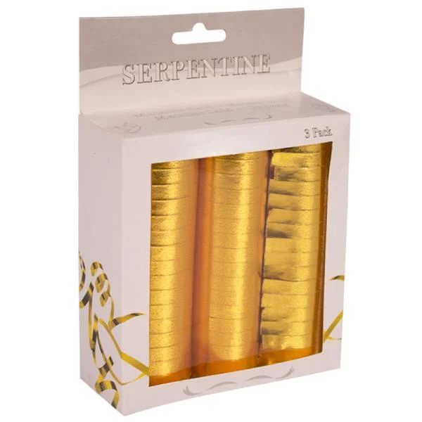 Serpentiner Guld Metallic 3-Pack Fri frakt