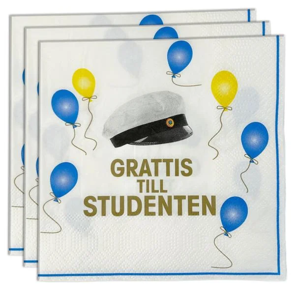 Kaffeservetter Grattis Till Studenten 25 cm 16-pack Begränsat antal