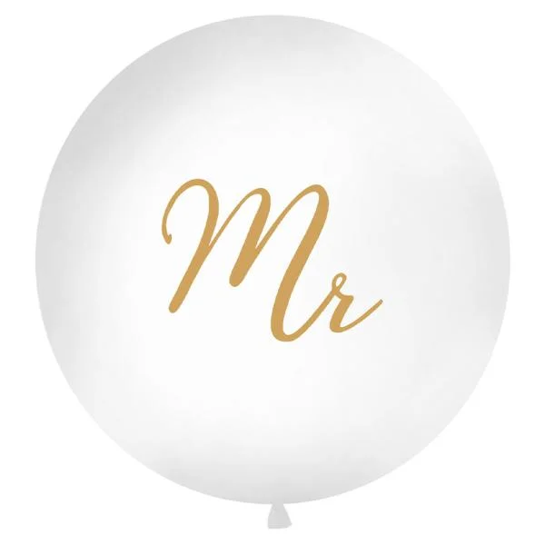 Fri frakt Mr Gigantisk Latexballong Vit och Guld