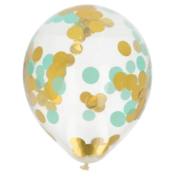 Snabb frakt Konfettiballonger Guld & Mint