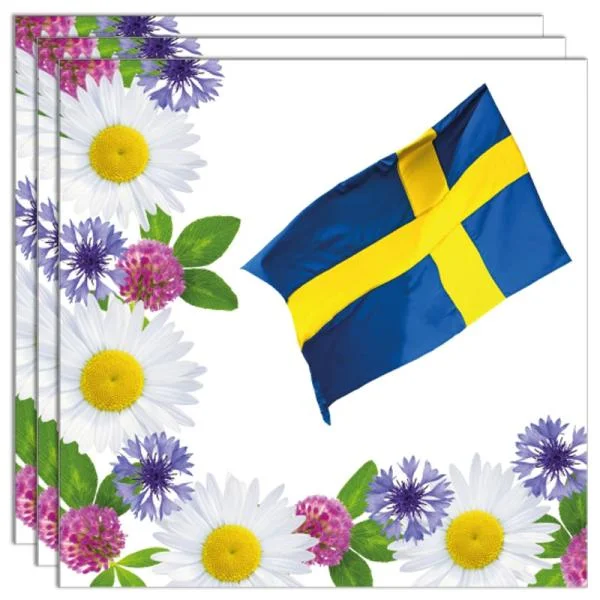 I lager Sverige Servetter Blommor