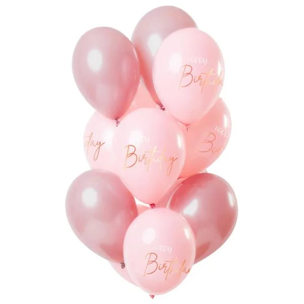 Snabb frakt Happy Birthday Ballonger Ljusrosa & Rosa