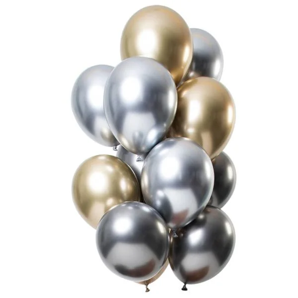 Chrome Mirror Ballonger Silver & Guld Mix Kampanj