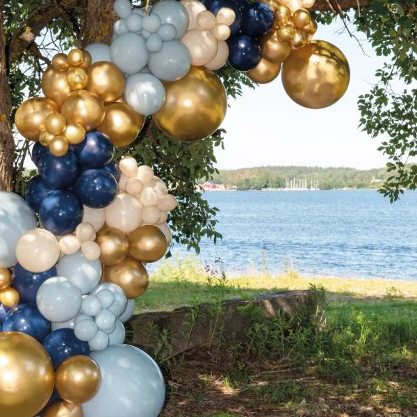 Ballongbåge Kit Guld/Blå/Sandfärg Snabb frakt