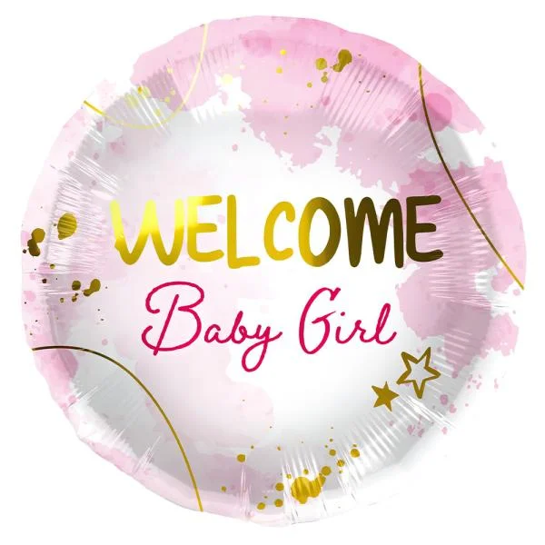 Billig Folieballong Welcome Baby Girl