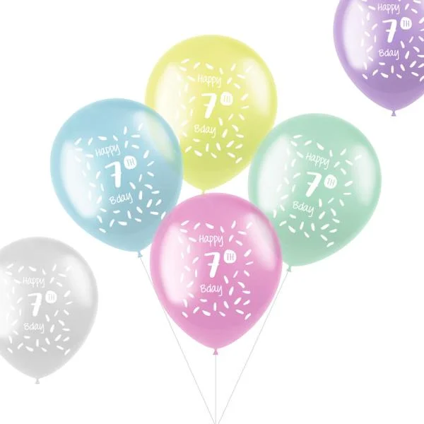 Ballonger Pastell Happy Bday 7 I lager