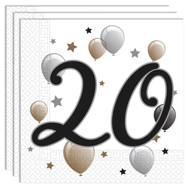 Milestone Happy Birthday 20 Års Servetter Begränsat erbjudande