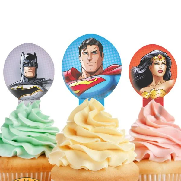 Nyhet Justice League Ätbara Cupcake Dekorationer