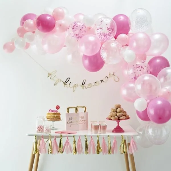 Begränsat antal Ballongbåge Kit Rosa och Vit
