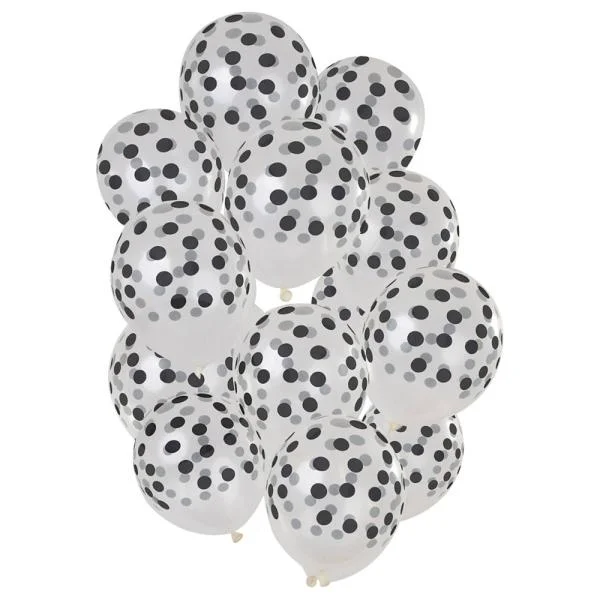 Beställ nu Prickiga Ballonger Svart & Transparent