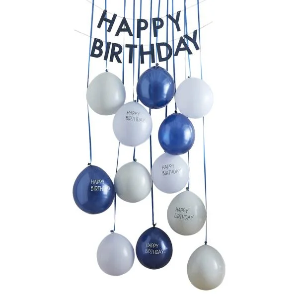 Populär Happy Birthday Girlang och Ballonger Mix It Up Navy