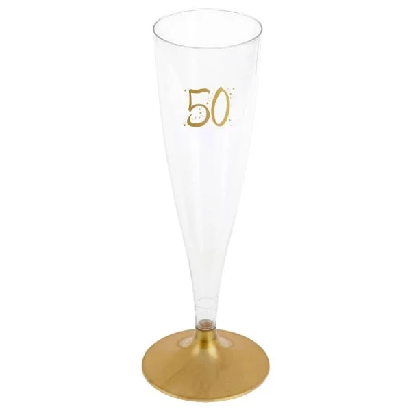 Köp nu 50-års Champagneglas Flergångs Guld