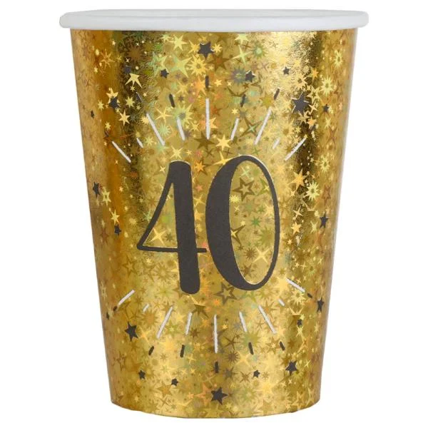 Pappmuggar 40 År Birthday Party Guld Erbjudandepris