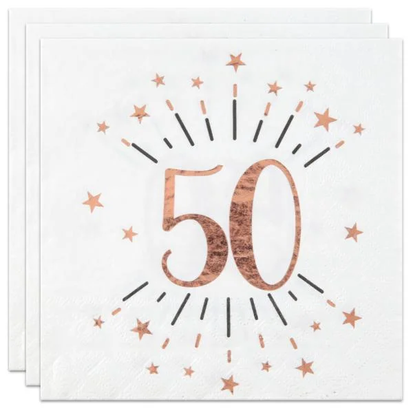 Servetter 50 År Birthday Party Roseguld Begränsad tid