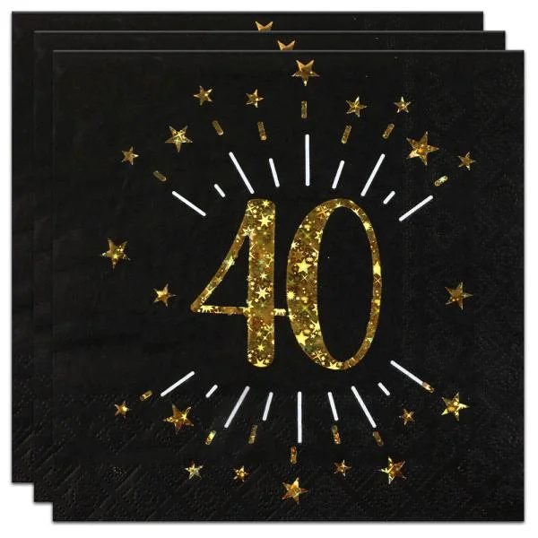 Beställ nu Servetter 40 År Birthday Party Guld