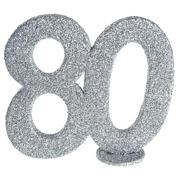 risnedsättning Glittrig 80 Års Dekoration Silver