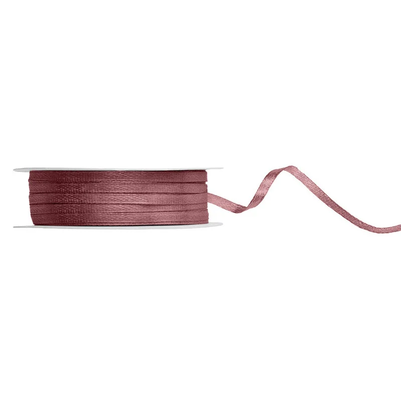 Populärt val 50 meter Satinband mörk dammrosa 3 mm