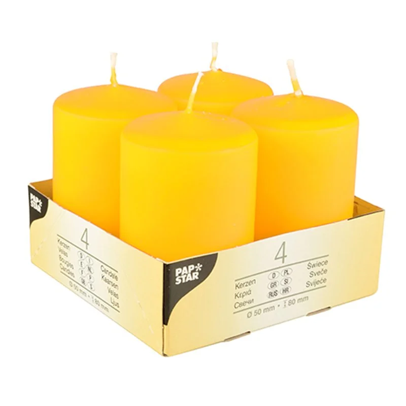 Handla nu 4 st Blockljus Gul 8x5 cm paraffin