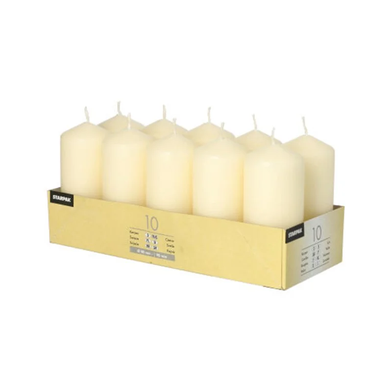 10 st Blockljus Kräm paraffin 9x4 cm oparfymerade Fri frakt