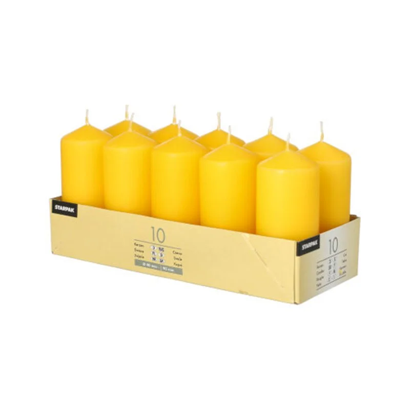 10 st Blockljus gul paraffin 9x4 cm Kampanj
