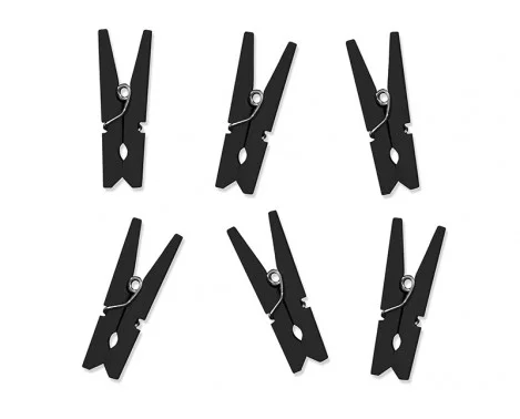 Rea 10 st Dekorationsklämmor svart trä & metall 3,5 cm
