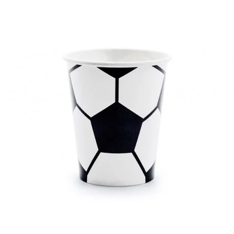 Fri frakt 6 st Pappmuggar Fotboll svartvit 260 ml 90 mm